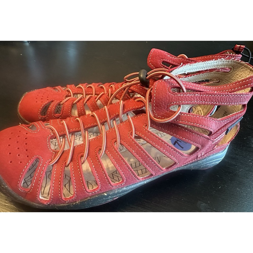 Jambu Women's Red Leather Strappy Sandals Shoes Size 7.5